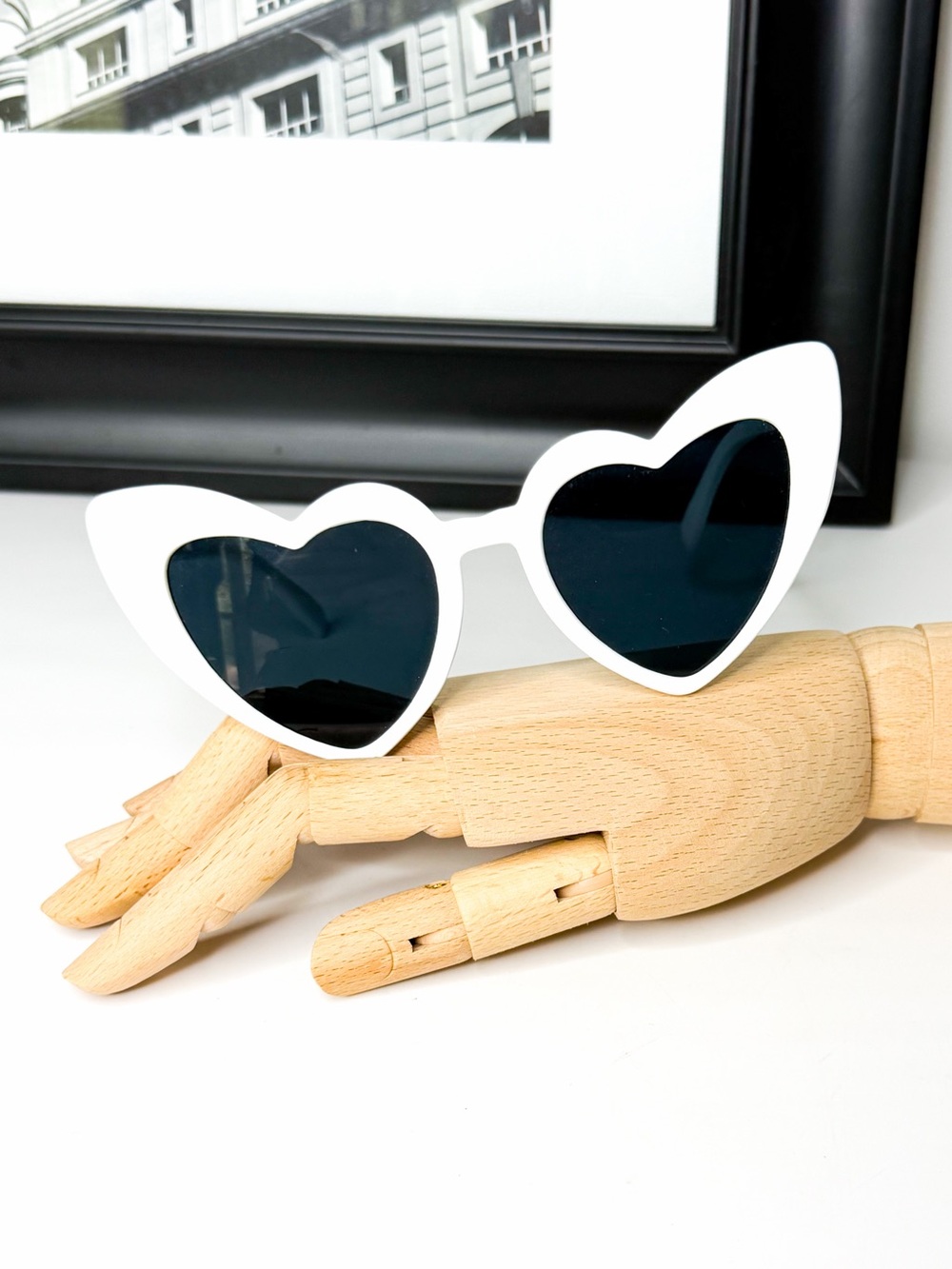 White Heart-Shaped Sunglasses Retro Lolita Style for Women